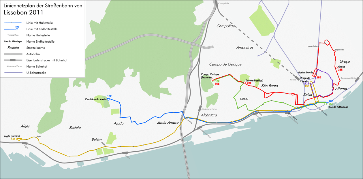 Straßenbahn Plan Lissabon Straßenbahn Plan Lissabon