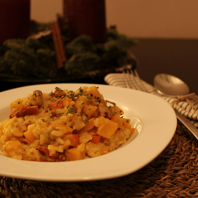 Kürbis-Tomaten-Risotto