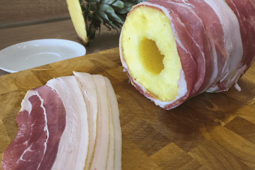 Swineapple mit Bacon ummanteln Swineapple mit Bacon ummanteln