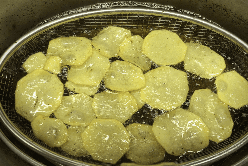 Limetten Chips frittieren Limetten Chips frittieren