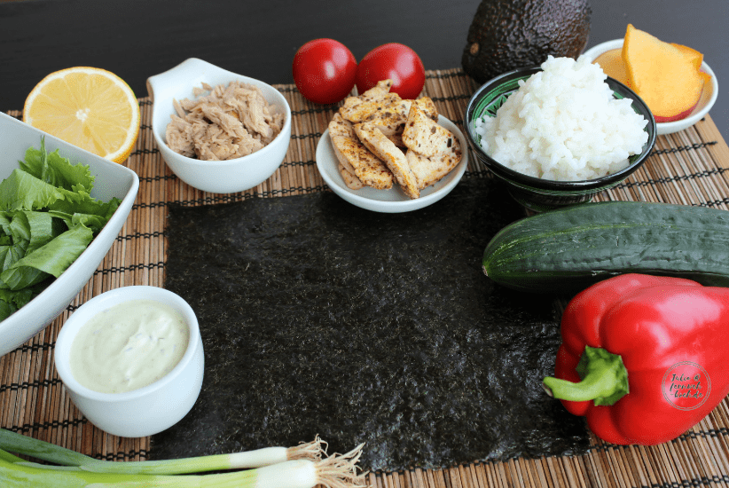 Zutaten für Sushirrito - Sushi Burritos Zutaten für Sushirrito - Sushi Burritos