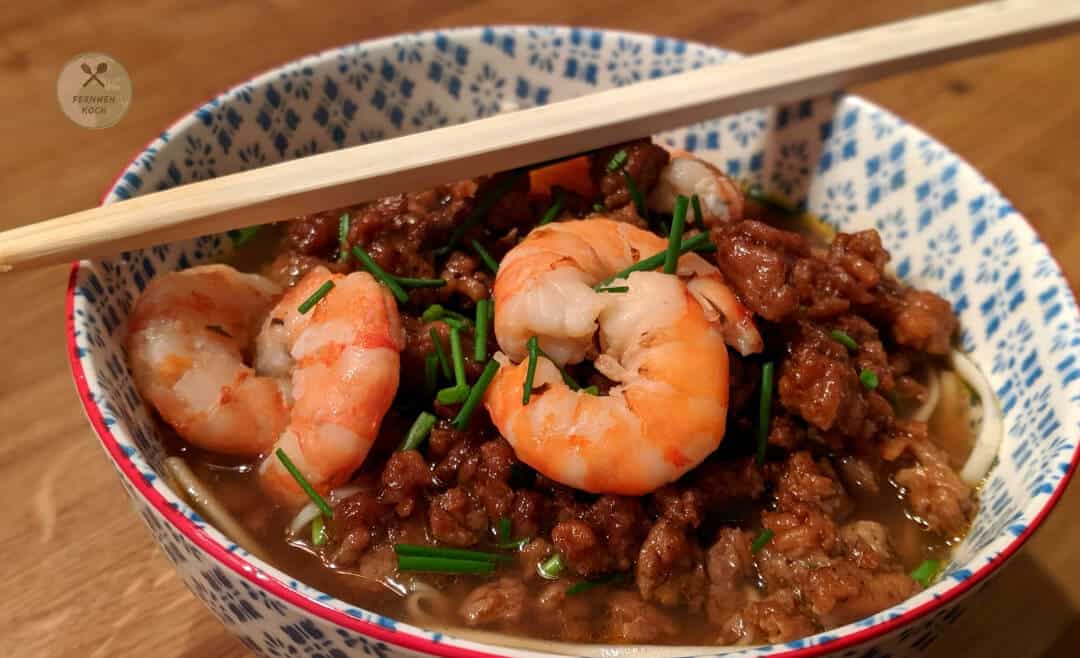Danzai Nudeln mit Shrimps Danzai Nudeln mit Shrimps