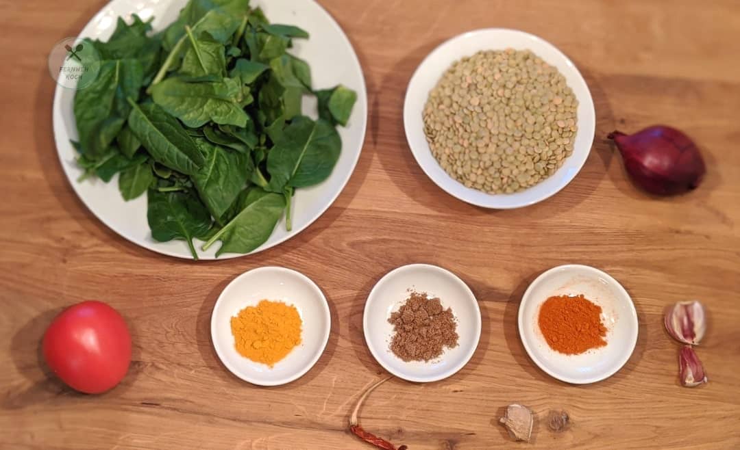 Zutaten für das Palak Dal Zutaten für das Palak Dal