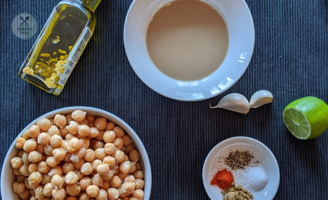 Ingredients for the hummus recipe Ingredients for the hummus recipe